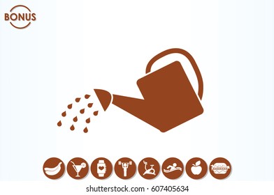 vector illustration of watering can, icon