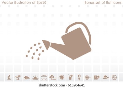 vector illustration of watering can, icon
