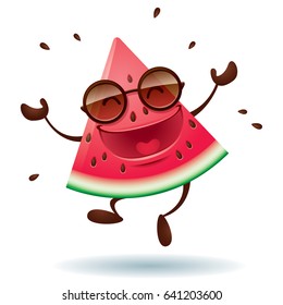 Vector illustration of watermelon character with arms open wide.