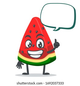 vector illustration of watermelon character or mascot says with blank balloon speech