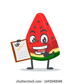 vector illustration of watermelon character or mascot presentation with clipboard