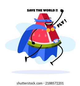 vector illustration of watermelon character or mascot wearing super hero costume