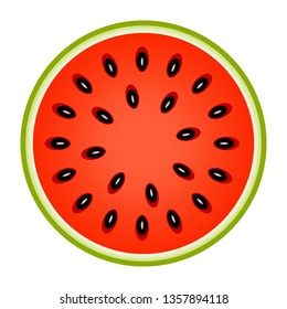 Vector illustration of watermelon cross section isolated on white background