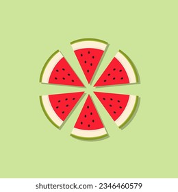Vector illustration of a watermelon cut and arranged in a circle