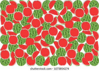 vector illustration of watermelon design background white and berry EPS10