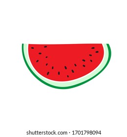 Vector illustration of watermelon in flat style isolated in the white background. Watermelon slice. Concept of a healthy lifestyle and ripe fruits, summertime.