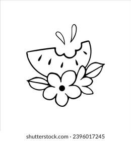 Vektorgrafik von Wassermelonen und Blumen