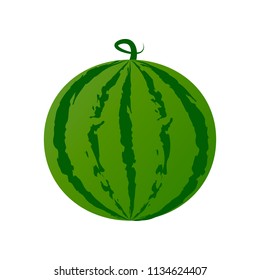 Vector illustration of a watermelon. Fruit icon. Colorful flat design element for web sites banners, infographics, printed materials.