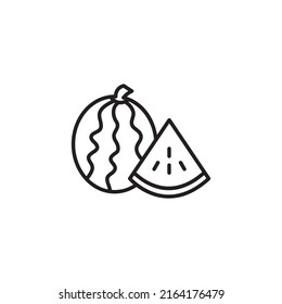 Vector illustration of watermelon fruit, icon in outline style.