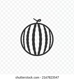 Vector illustration of Watermelon fruit icon in dark color and transparent background(PNG).