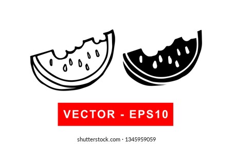 Vector Illustration of Watermelon Fruit. Isolated flat line and silhouette of sign, symbol, or objects for graphic design.