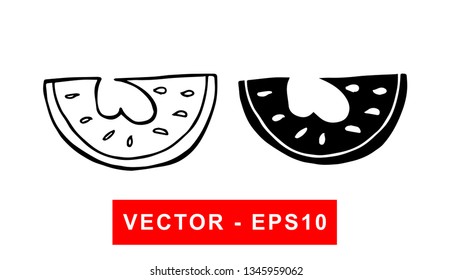 Vector Illustration of Watermelon Fruit. Isolated flat line and silhouette of sign, symbol, or objects for graphic design.
