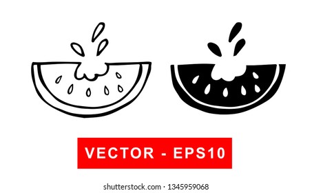 Vector Illustration of Watermelon Fruit. Isolated flat line and silhouette of sign, symbol, or objects for graphic design.