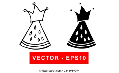Vector Illustration of Watermelon Fruit. Isolated flat line and silhouette of sign, symbol, or objects for graphic design.
