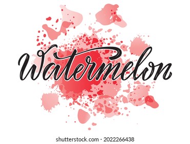 Vector illustration of watermelon handwritten text for banner, poster, menu, signage, advertisement, card, package design. Creative lettering for web design or print
