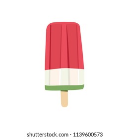 Vector illustration of a watermelon ice cream or popsicle isolated over white background.