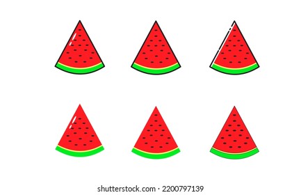 vector illustration of watermelon icon. fruit vector. flat fruit. set of watermelon icons. flat watermelon vector design. vector illustration.