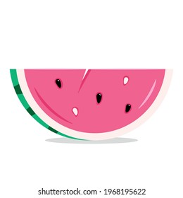 Vector illustration of watermelon isolated on white background. Flat icon. 