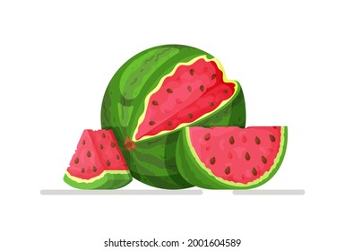Ilustración vectorial de la sandía aislada sobre fondo blanco. Ilustración de un concepto de comida de verano