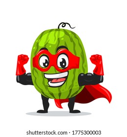 Vector illustration of watermelon mascot or character wearing super hero costume