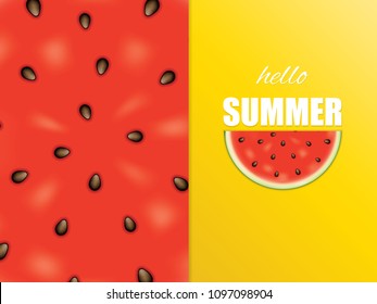 Vector illustration of watermelon, minimal summer concept background