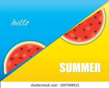 Vector illustration of watermelon, minimal summer concept background