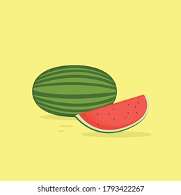 Vector illustration of a watermelon with one sliced