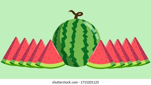 Ilustración vectorial de la sandía. Patrón de sandía de los alimentos dulces naturales, comer deliciosos frutos de la sandía tropical