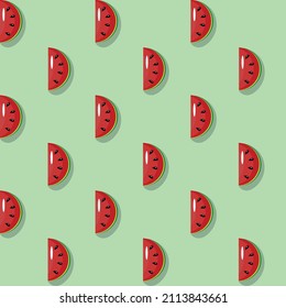 Vector illustration of a watermelon pattern on a green background