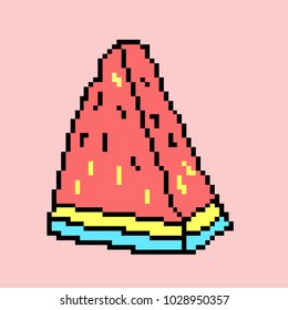Vector illustration watermelon in pixel art