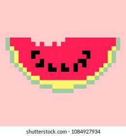 Vector illustration watermelon in pixel art
