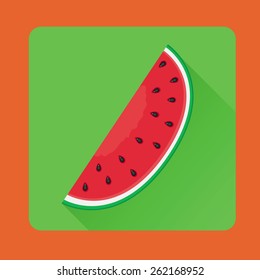 Vector illustration of watermelon red slice in flat style