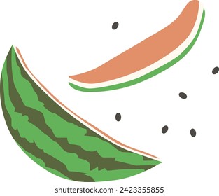 Vector illustration of watermelon rind and seeds