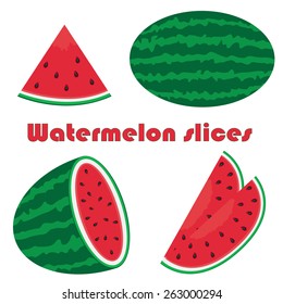 Vector illustration of watermelon set on white