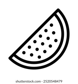 Vector illustration of a watermelon slice icon, ideal for summer, fruit, and food-related designs. Editable stroke