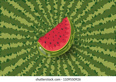 Vector illustration of a watermelon slice on a crust background