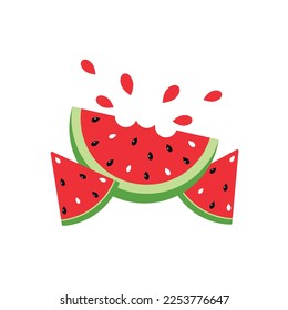 Vector illustration of a watermelon with splashes.