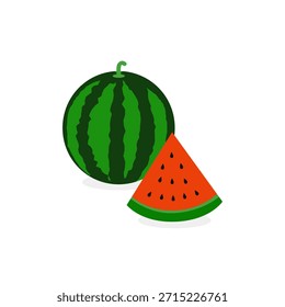 Vector Illustration of Watermelon Summer Fruit Slice