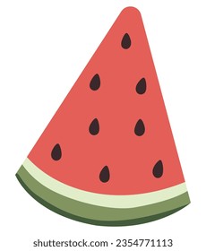 Vector illustration of a watermelon wedge isolated on white background. 