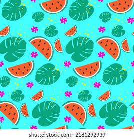 Vector illustration of watermelons, summer.