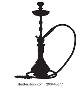 Vector illustration of waterpipe black silhouette. Hookah smoke. Smoking shisha. Hubbly bubbly 