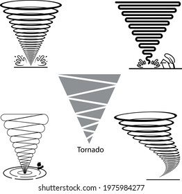 Vector illustration of a waterspout. Tornado icon. Natural phenomena icon. Tornado on the water.