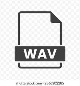 Vector illustration of WAV file in dark color and transparent background(PNG).