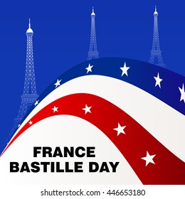 Vector illustration of a Wave Background for France Bastille Day.