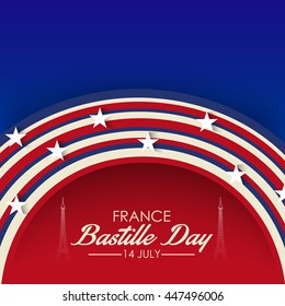 Vector illustration of a wave background with stylish text for France Independence Day.