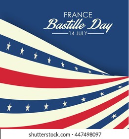 Vector illustration of a wave background with stylish text for France Independence Day.