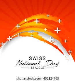 Vector illustration of a Wave background with Stylish Text for Swiss National day, Switzerland Independence Day. 