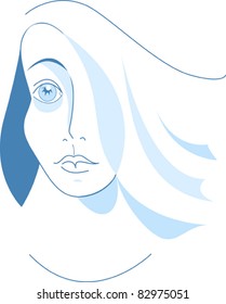 Vector illustration of Wave in blue and white