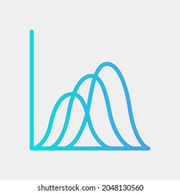 Vector illustration of wave chart icon in blue style for any projects, use for website mobile app presentation