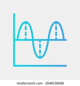 Vector illustration of wave chart icon in blue style for any projects, use for website mobile app presentation